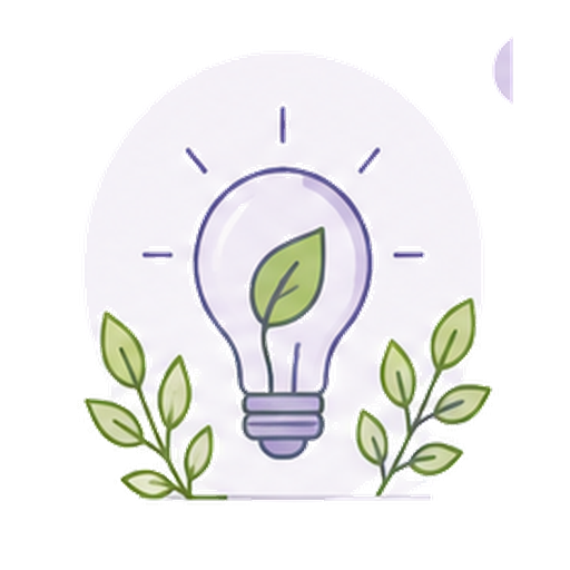 Illustratie van een gloeilamp met een blad erin